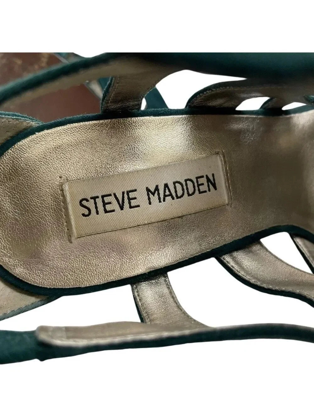 Steve Madden Portreit Teal Suede Cutout Criss Cross Block Heel Sandals Size 7M - Picture 8 of 11